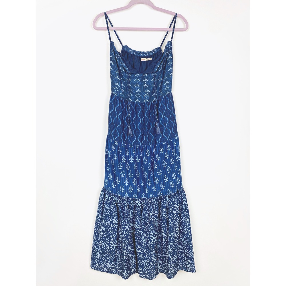 Faherty Sun Chaser Cotton Silk Tiered Maxi Dress Size XXS